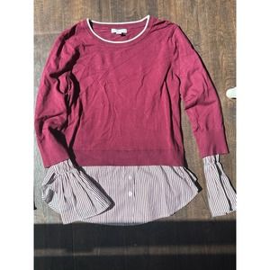 New York and Company Stripped Maroon & White Shirt